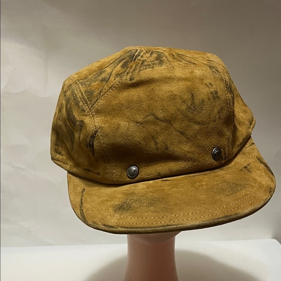 Vintage Tan Suede Designer Cap with Black Accents Made in Italy Sz L main image 6